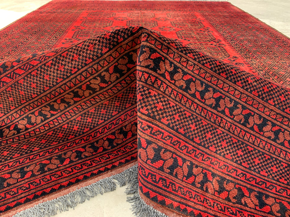 Hand-Knotted Persian Wool Rug 9'2 x 6'8 Red Geometric Area Rug - KBHM-1205