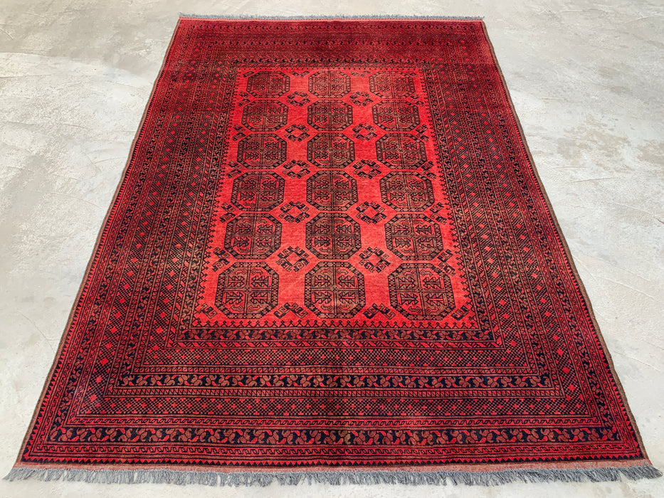 Hand-Knotted Persian Wool Rug 9'2 x 6'8 Red Geometric Area Rug - KBHM-1205