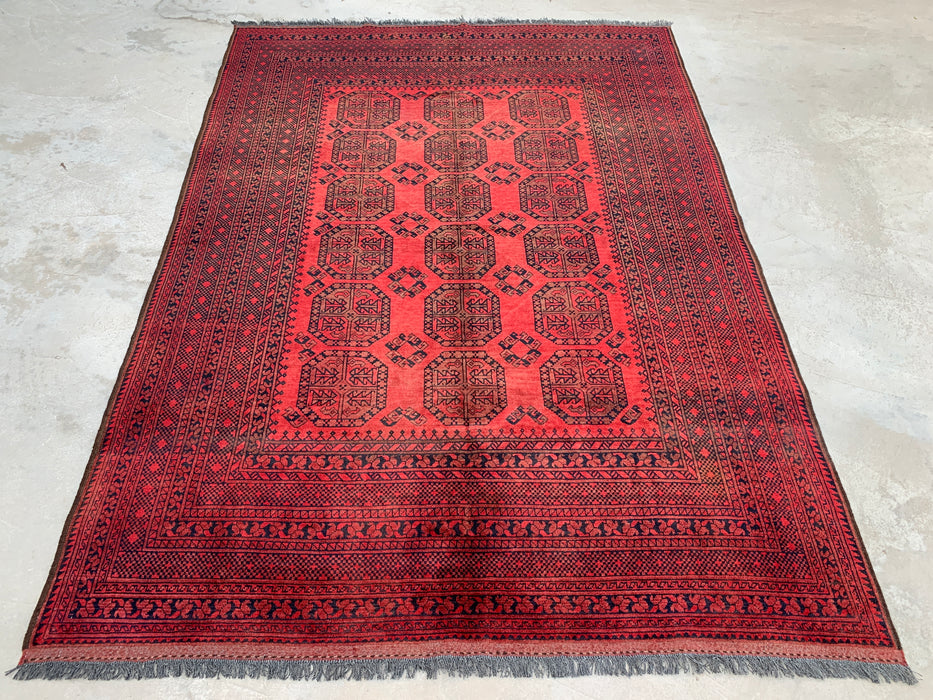 Hand-Knotted Persian Wool Rug 9'2 x 6'8 Red Geometric Area Rug - KBHM-1205