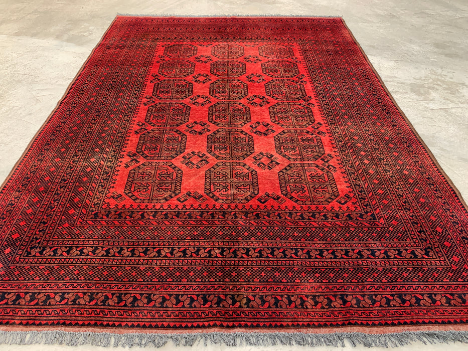 Hand-Knotted Persian Wool Rug 9'2 x 6'8 Red Geometric Area Rug - KBHM-1205