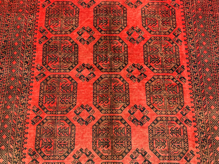 Hand-Knotted Persian Wool Rug 9'2 x 6'8 Red Geometric Area Rug - KBHM-1205
