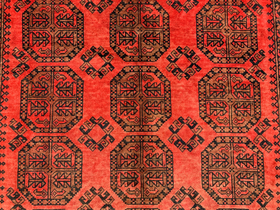 Hand-Knotted Persian Wool Rug 9'2 x 6'8 Red Geometric Area Rug - KBHM-1205