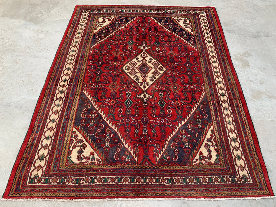 Hand-Knotted Persian Wool Rug 9'4 x 7'3 Red Geometric Medallion Rug - kbhm-1208