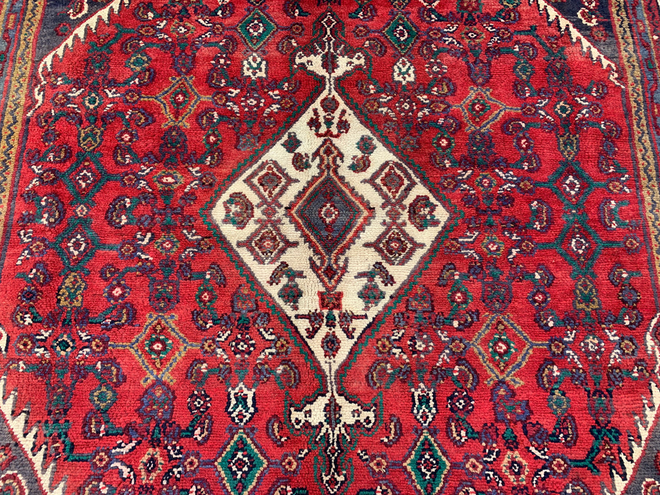 Hand-Knotted Persian Wool Rug 9'4 x 7'3 Red Geometric Medallion Rug - kbhm-1208
