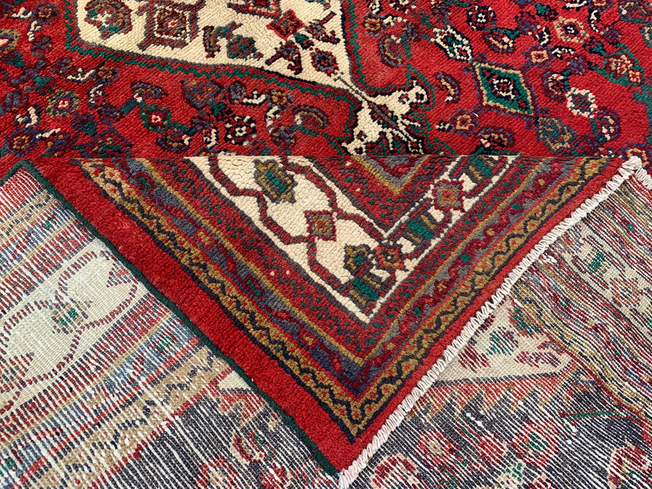 Hand-Knotted Persian Wool Rug 9'4 x 7'3 Red Geometric Medallion Rug - kbhm-1208