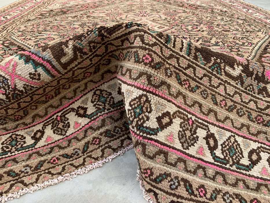 KBHM-1209 Hand-Knotted Persian Wool Rug – 10'1" x 8'7" – Beige, Brown & Soft Pink