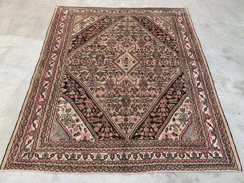 KBHM-1209 Hand-Knotted Persian Wool Rug – 10'1" x 8'7" – Beige, Brown & Soft Pink