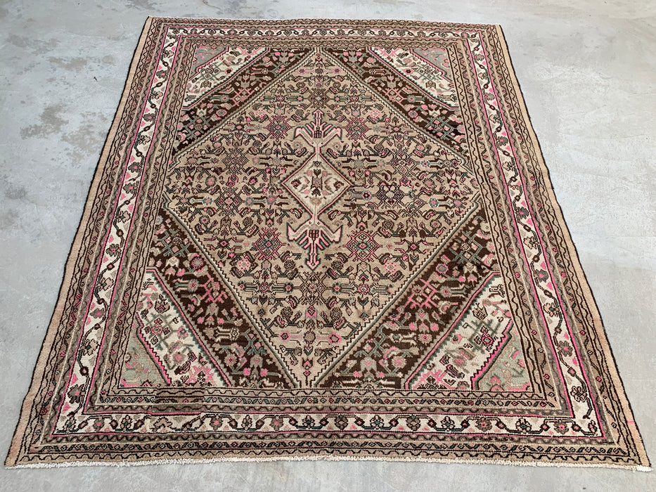 KBHM-1209 Hand-Knotted Persian Wool Rug – 10'1" x 8'7" – Beige, Brown & Soft Pink