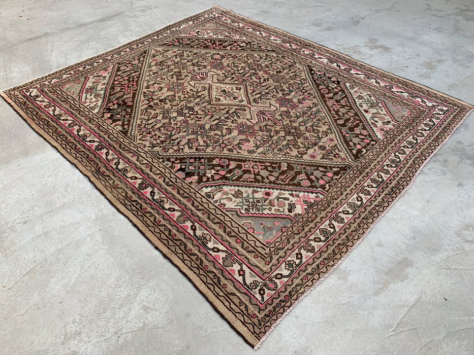 KBHM-1209 Hand-Knotted Persian Wool Rug – 10'1" x 8'7" – Beige, Brown & Soft Pink