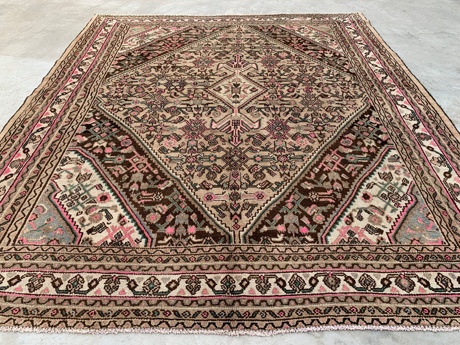 KBHM-1209 Hand-Knotted Persian Wool Rug – 10'1" x 8'7" – Beige, Brown & Soft Pink
