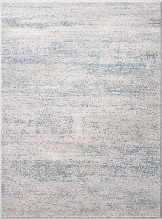 8'X10' Wool Silk Contemporary Style Area Rug- Ivory/Blue (Power-Loomed)