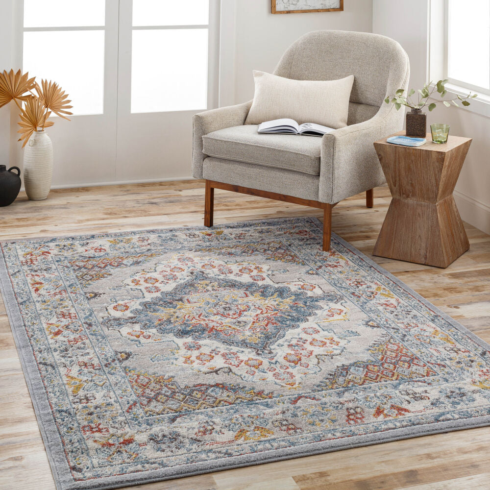 Ankara Machine Woven Rug — Gray / Ice Blue | AKR-2300 - colour & pattern