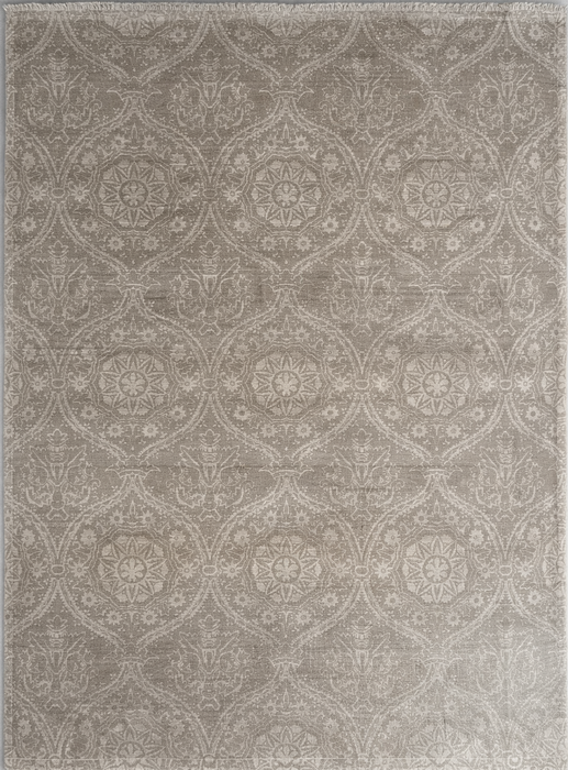8'X10' Bamboo Silk Transitional Style Area Rug- Ivory/Grey (Power-Loomed)