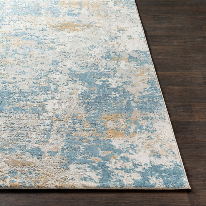 Aisha Machine Woven Rug — Light Blue / Mustard | AIS-2302