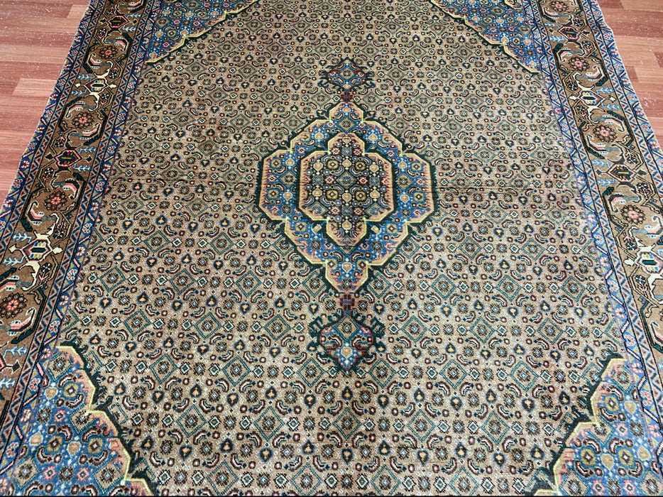 7'x10' Hand-Knotted Persian Beige/Teal Area Rug – KB Rugs 