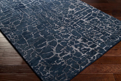 Banshee Handmade Wool & Viscose Rug — Dark Blue | BAN-3306
