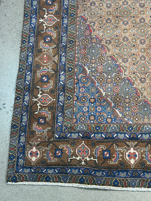 6’4x10’6 Hand-Knotted Persian Wool Rug – Beige & Blue Medallion Design