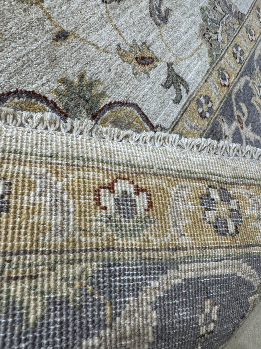 Hand-Knotted Chobi Wool Rug – Beige & Grey Border – 8' x 10'