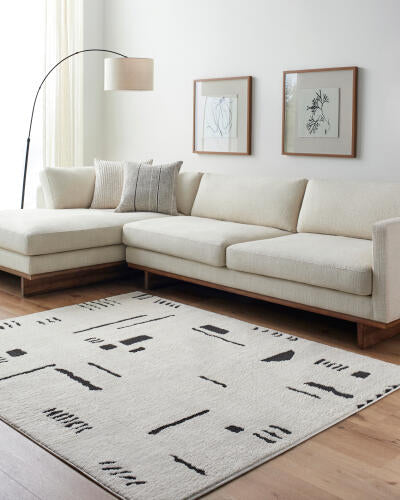 Livabliss Freud Machine Woven Rug — Ivory / Black | FEU-2333
