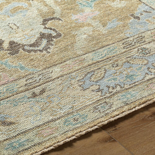 Reign Handmade Wool & Viscose Rug — Soft Gold & Pastel Motifs | REG-2316