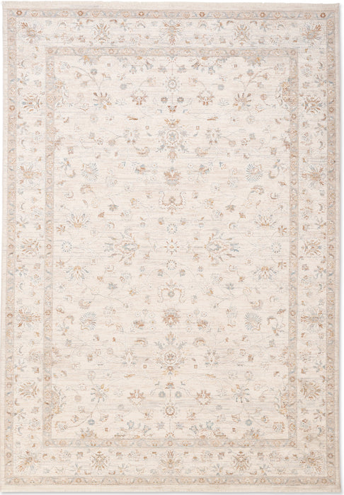 Ivory Floral Oushak-Style Rug – Easy-Care Turkish Powerloom (0.25" Pile)