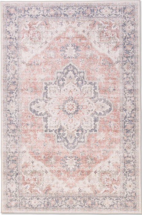 Premium Washable Non-Slip Rug – Blush Medallion (Machine Washable)