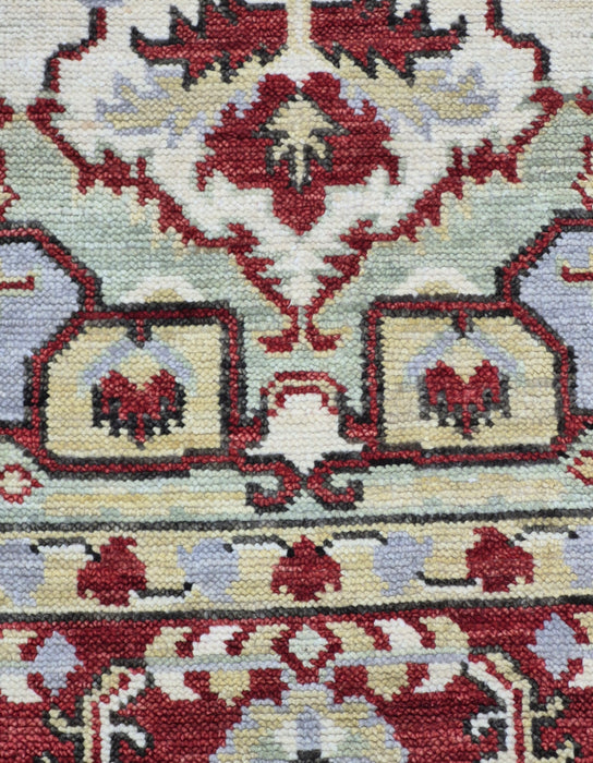 8x10ft, hand knotted ,Oriental Sherapi design, Beige/ Red
