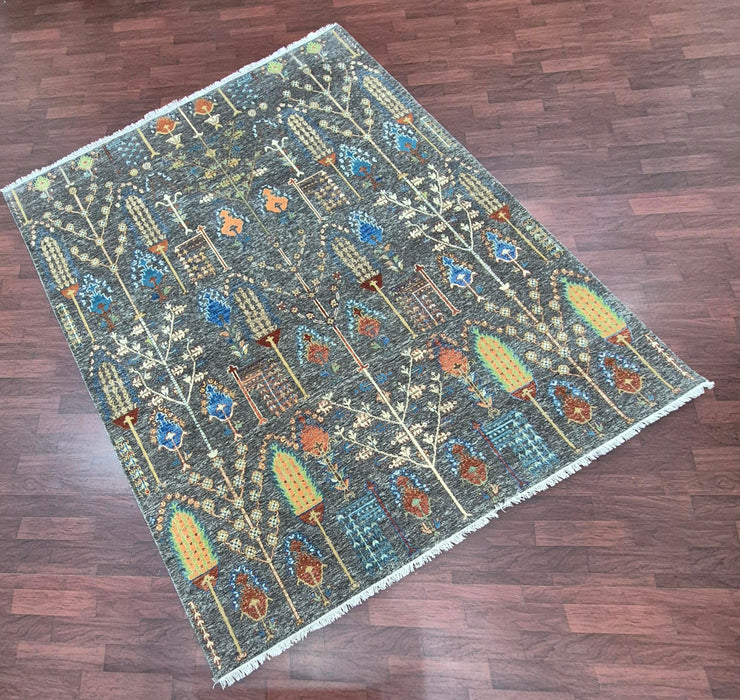 8x10 ft, Hand knottec Oriental Chinar design , Colour Tarmac