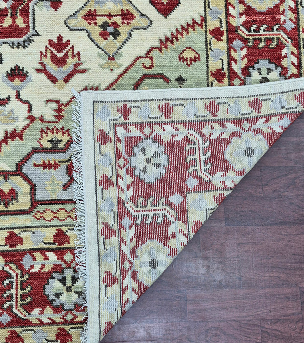 8x10ft, hand knotted ,Oriental Sherapi design, Beige/ Red