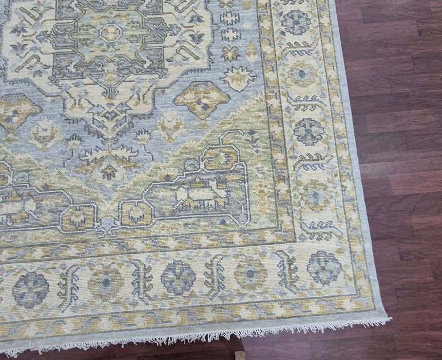 8x10 Hand Knotted Carpet ,Oriental Sherapi design ,Colour Grey / Beige