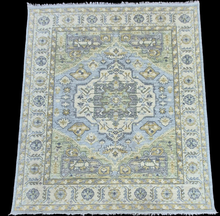 8x10 Hand Knotted Carpet ,Oriental Sherapi design ,Colour Grey / Beige