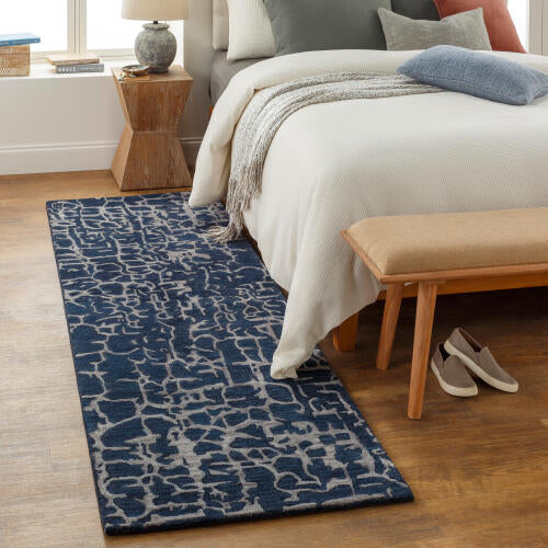Banshee Handmade Wool & Viscose Rug — Dark Blue | BAN-3306