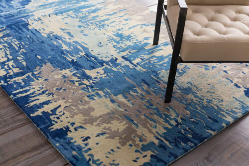 Banshee Handmade Wool & Viscose Rug — Blue Multi | BAN-3342