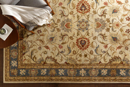 Caesar Handmade Wool Rug — Beige / Denim | CAE-1125