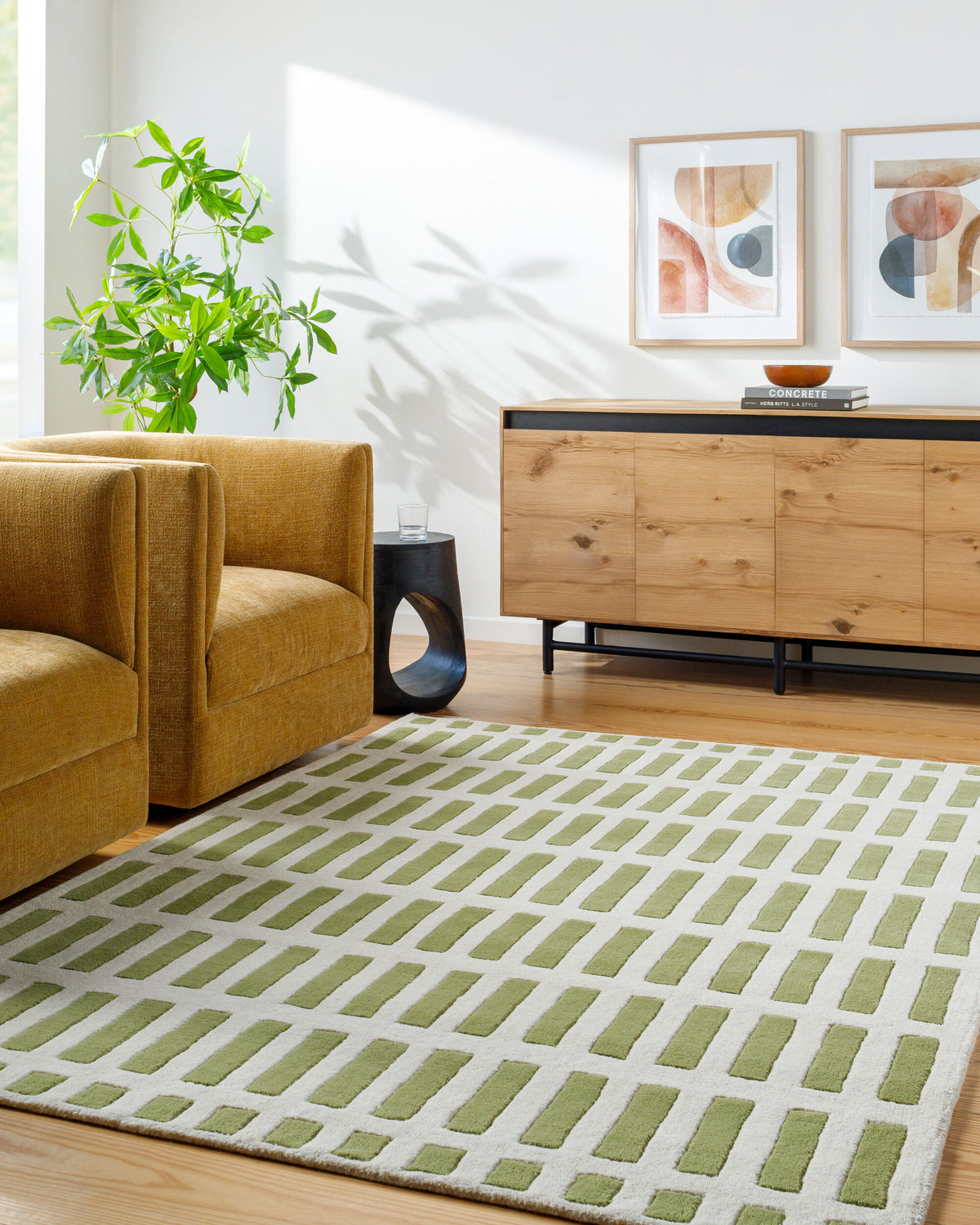 Jason Wu Grid Wool Rug — Coral / Green | JSW-1000 in - construction