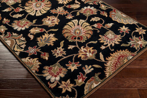 Caesar Handmade Wool Rug — Black / Olive / Rust | CAE-1027