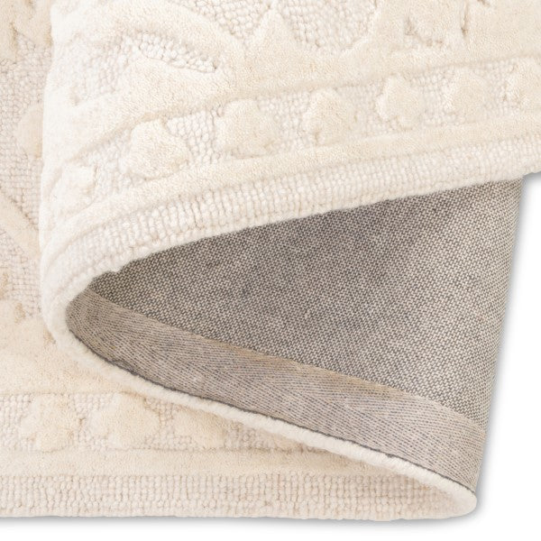 Soft Ivory Tone-on-Tone Wool Rug – Hand Made