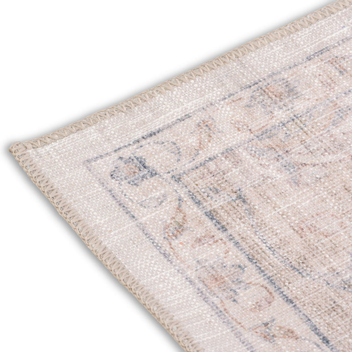 Premium Washable Non-Slip Rug – Dusty Blue Medallion (Machine Washable)