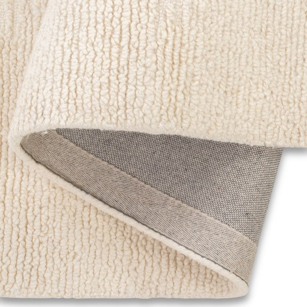 Ivory Tonal Stripe Wool Rug – Hand Made (0.75" Pile)