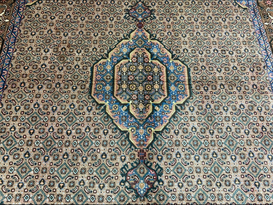 7'x10' Hand-Knotted Persian Beige/Teal Area Rug – KB Rugs 