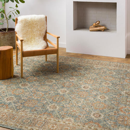 Reign Handmade Wool Rug — Teal / Terracotta Vintage Medallion | REG-2308