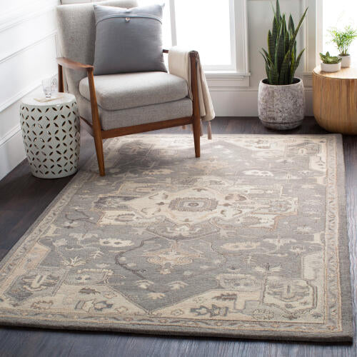 Caesar Handmade Wool Rug — Gray / Ivory | CAE-1196 - colour & pattern