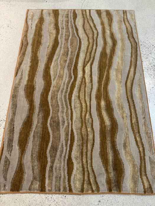 4'X6' Hand-Knotted Nepali Wool Area Rug- Brown/Beige