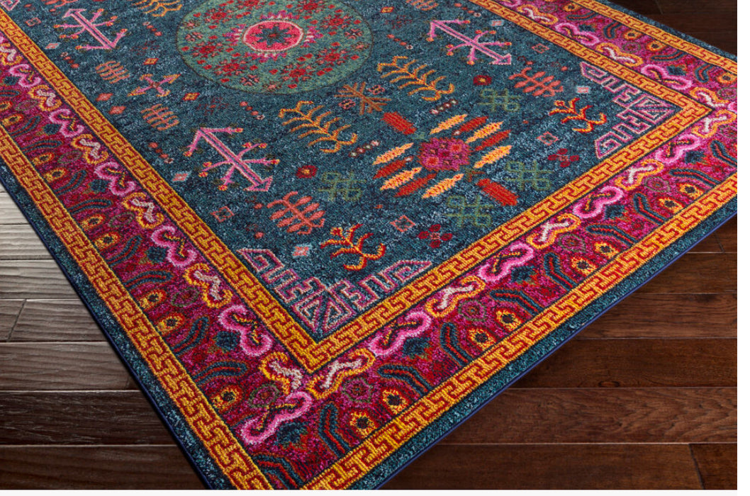 Anika Machine Woven Rug — Teal / Orange | ANI-1005