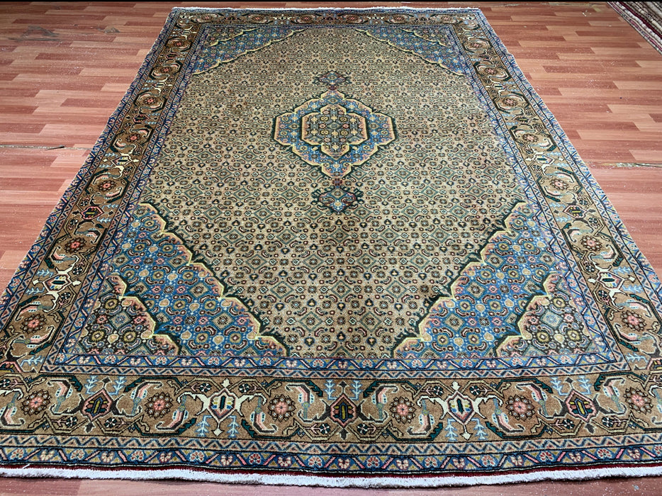 7'x10' Hand-Knotted Persian Beige/Teal Area Rug – KB Rugs 