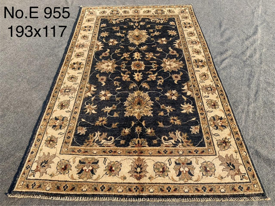 3’10 x 6’4 Navy Floral Traditional Rug