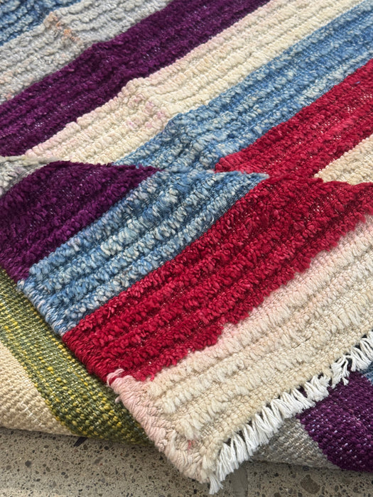 3'8x5'2 Hand Knotted Moroccan Multi Coloured Gebba Area Rug