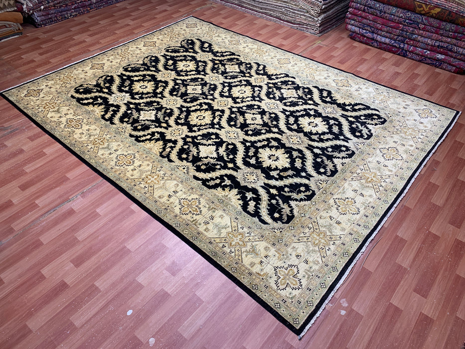 9'x12' Hand-Knotted Chobi Black/Beige Area Rug – KB Rugs