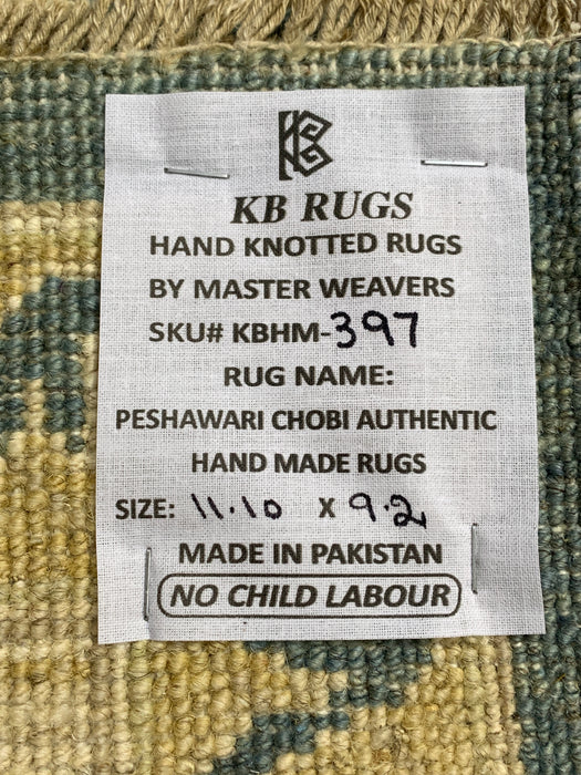 9'x12' Hand-Knotted Chobi Blue/Ivory Area Rug – KB Rugs