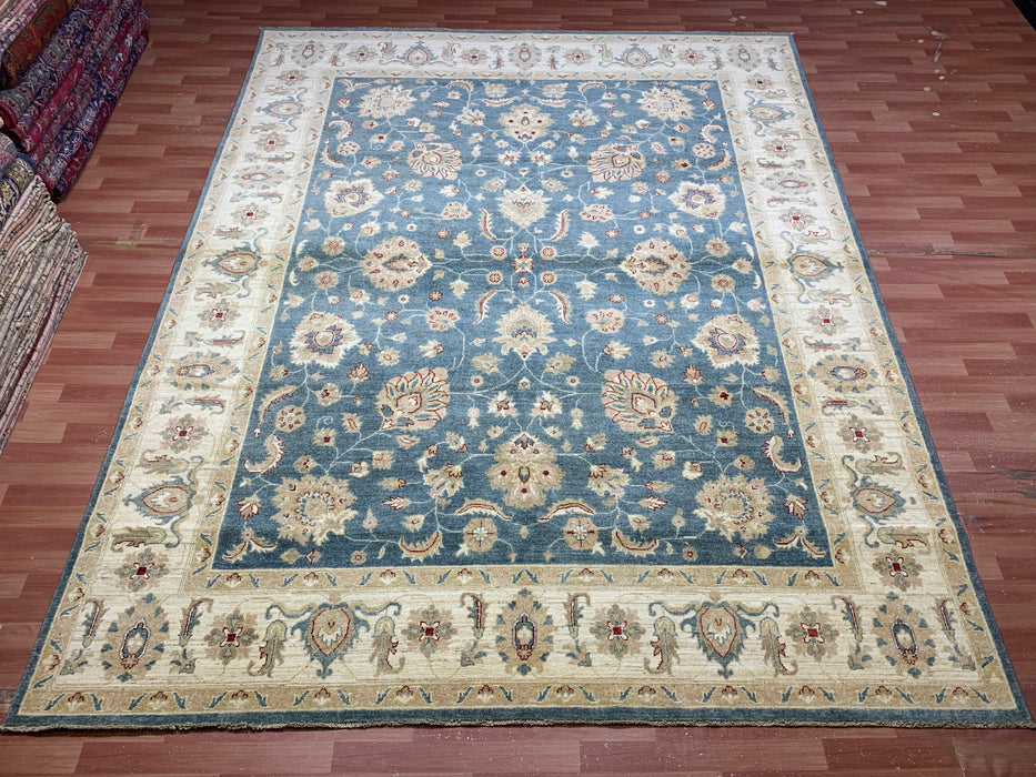 9'x12' Hand-Knotted Chobi Blue/Ivory Area Rug – KB Rugs